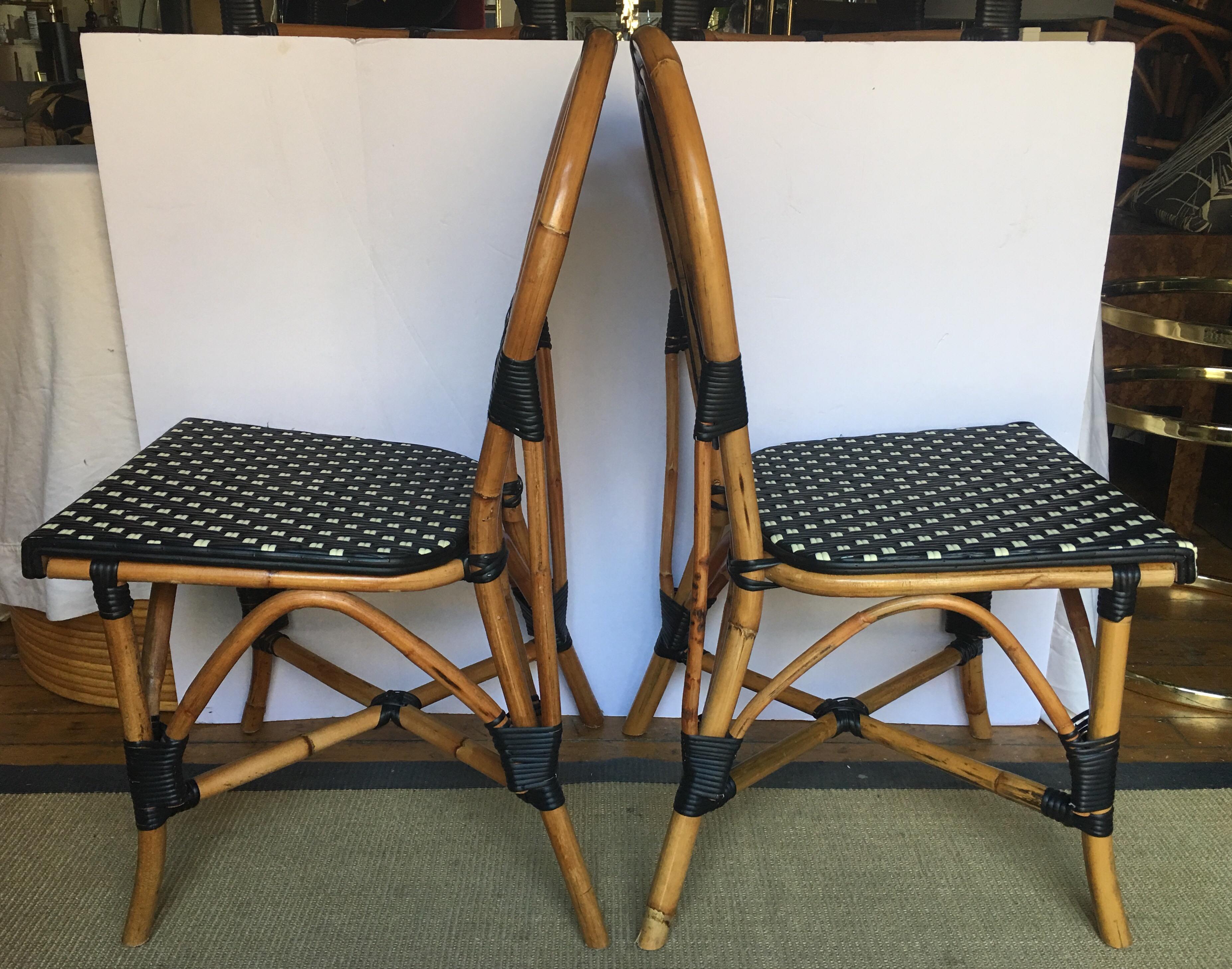 Nylon French Style Parisian Cafe Bistro Rattan Dining Chairs