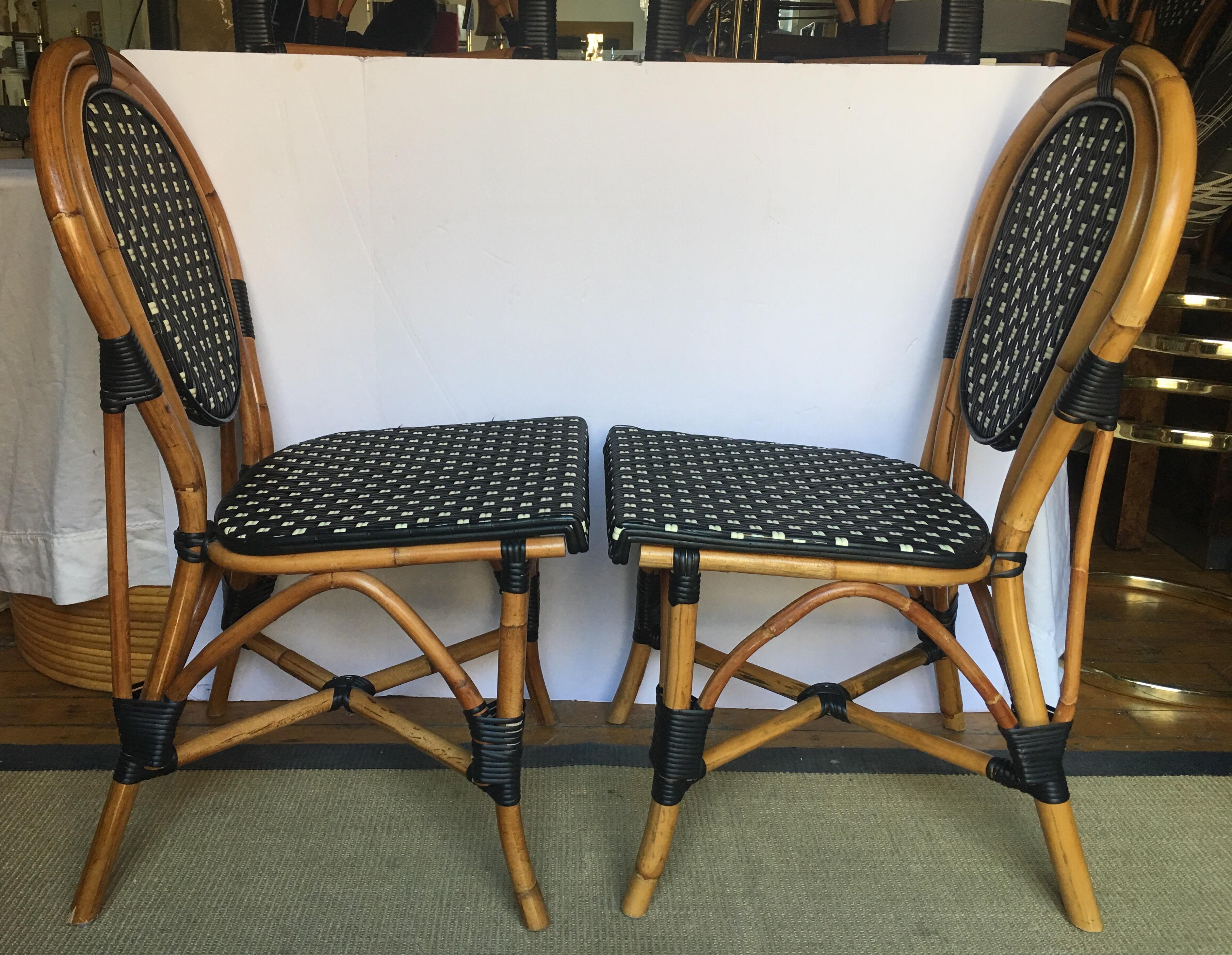 French Style Parisian Cafe Bistro Rattan Dining Chairs 2
