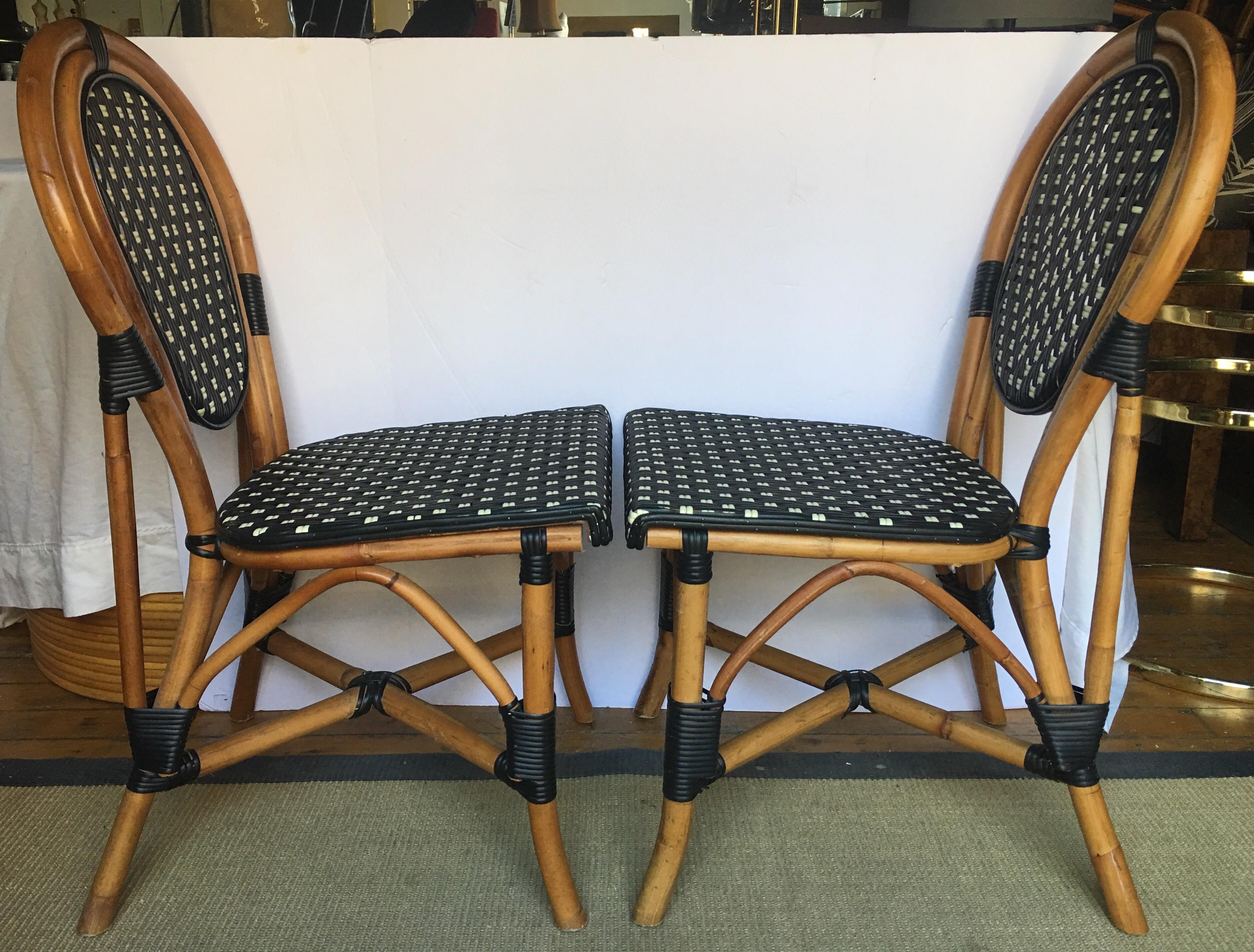 French Style Parisian Cafe Bistro Rattan Dining Chairs 3