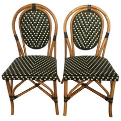 Paire de chaises de salle à manger en rotin de style parisien:: Café Bistro:: style français