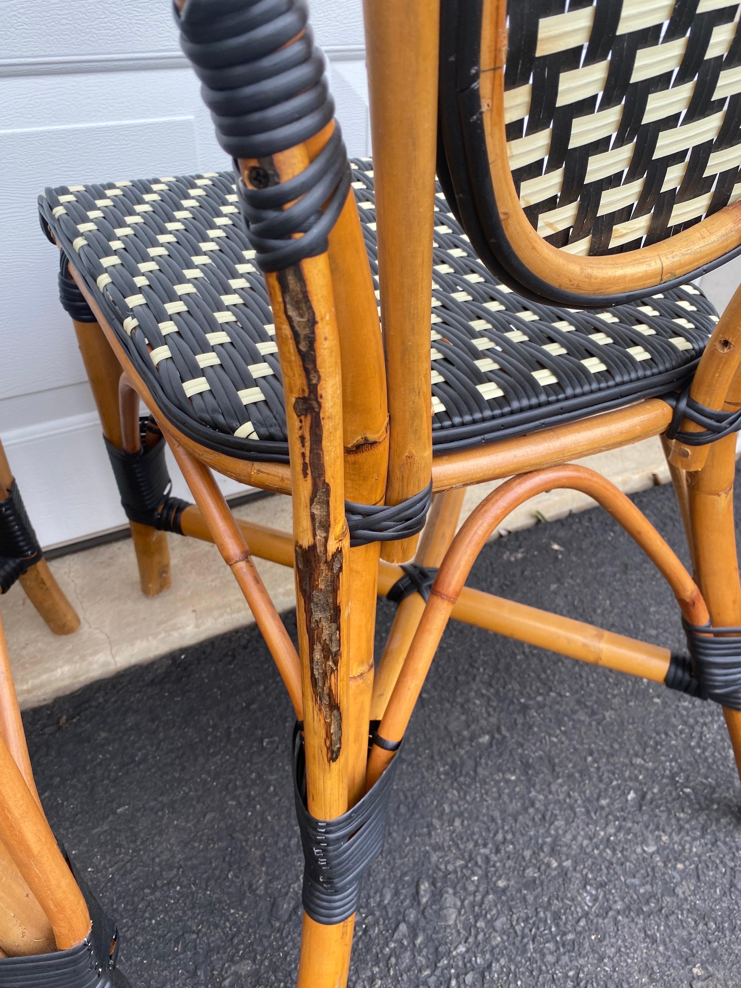 French Style Parisian Cafe Bistro Rattan Dining Side Chairs, Set of Six 3