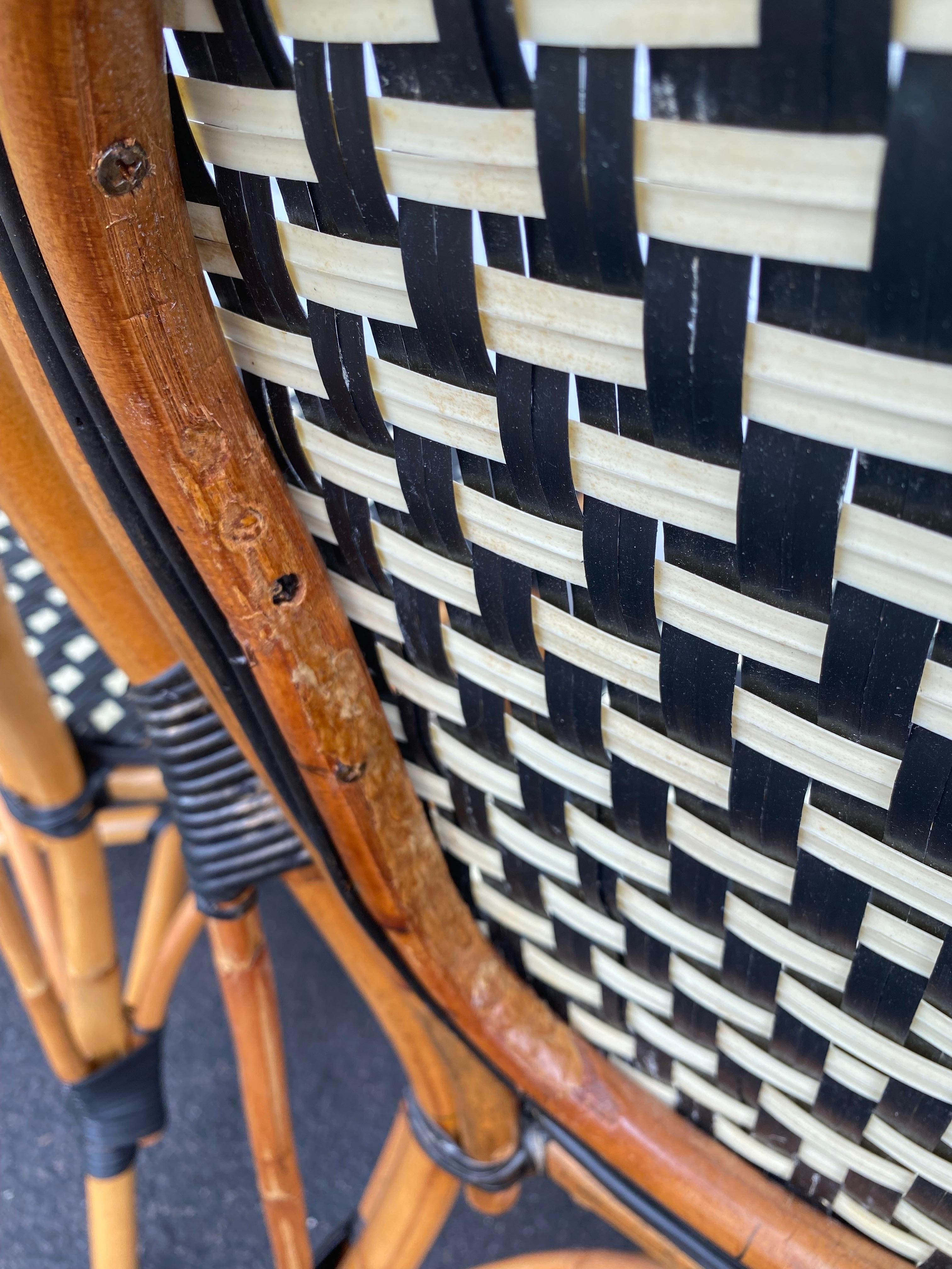 French Style Parisian Cafe Bistro Rattan Dining Side Chairs, Set of Six 5