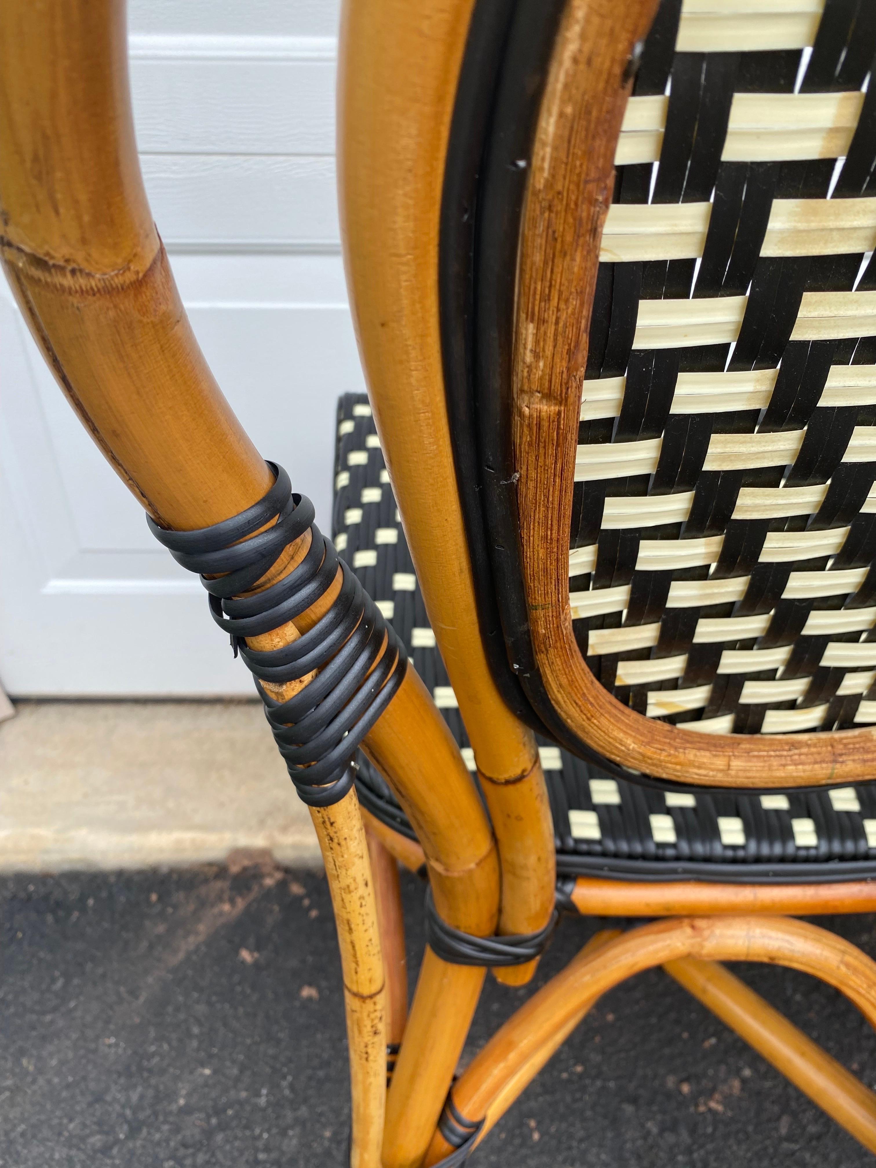 French Style Parisian Cafe Bistro Rattan Dining Side Chairs, Set of Six 7