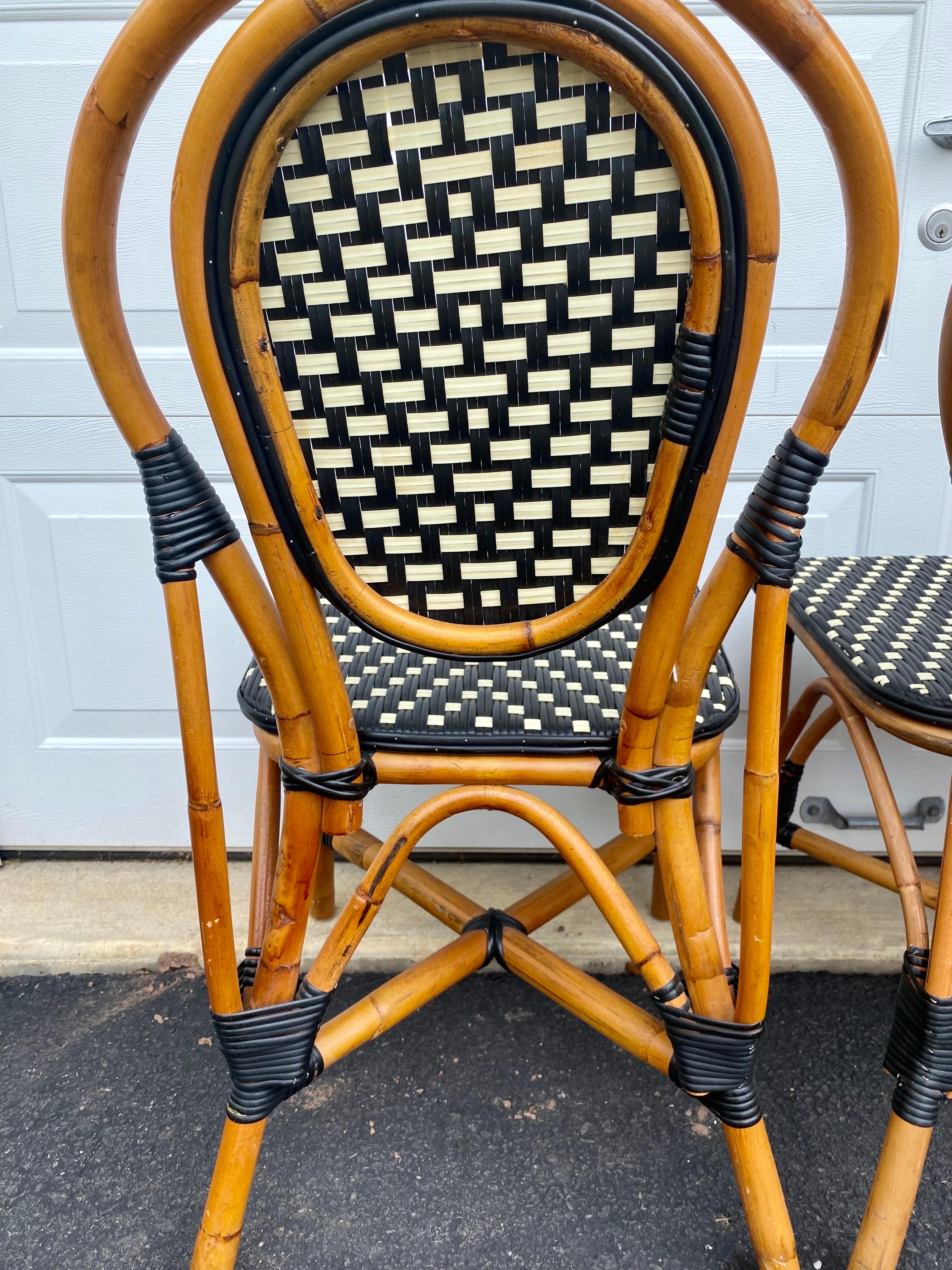 French Style Parisian Cafe Bistro Rattan Dining Side Chairs, Set of Six 2