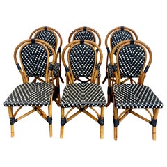Chaises d'appoint de salle à manger en rotin de style parisien, lot de six