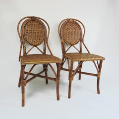 French Style Parisian Cafe Rattan Dining Chairs, Set of 4