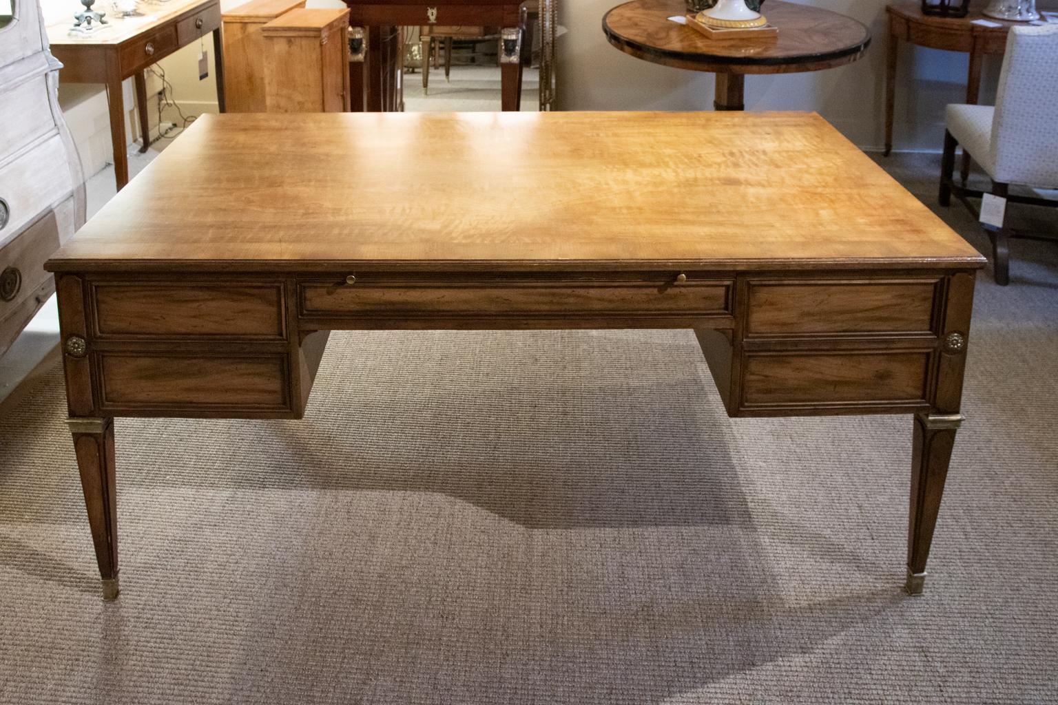 Brass French Style Partner's Desk by Baker, circa 1970s