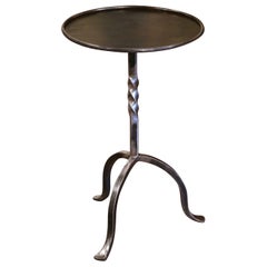 French Style Polished Iron Pedestal Martini Side Table