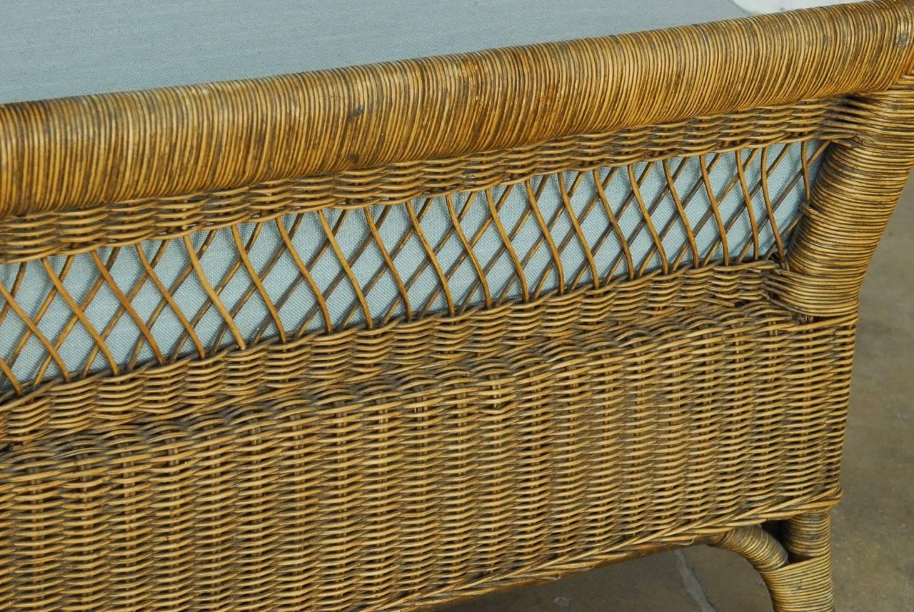French Style Rattan and Wicker Chaise Longue or Daybed 1