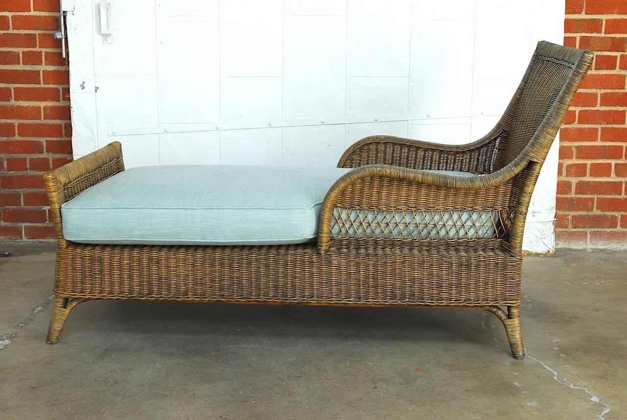 Asian French Style Rattan and Wicker Chaise Longue or Daybed