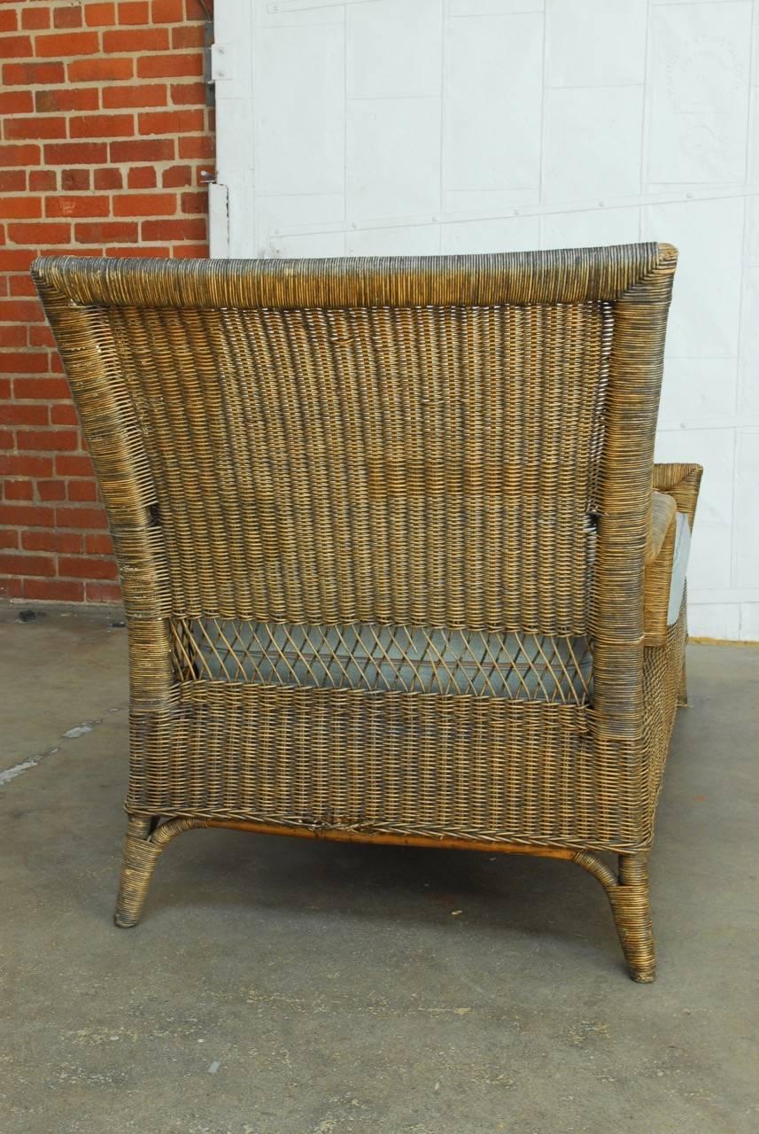 French Style Rattan and Wicker Chaise Longue or Daybed In Good Condition In Rio Vista, CA