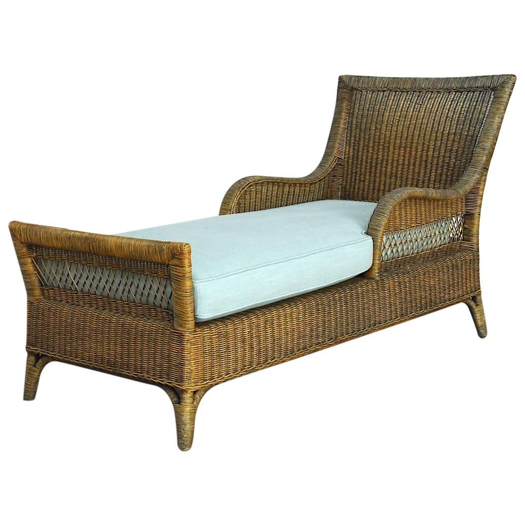 French Style Rattan and Wicker Chaise Longue or Daybed