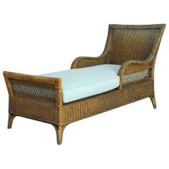 French Style Rattan and Wicker Chaise Longue or Daybed