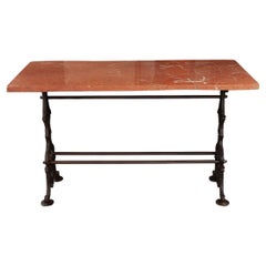 French Style Red Marble Bistro Table