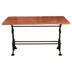 French Style Red Marble Bistro Table