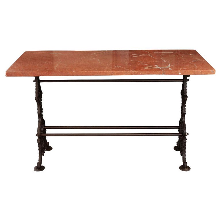 French Style Red Marble Bistro Table at 1stDibs