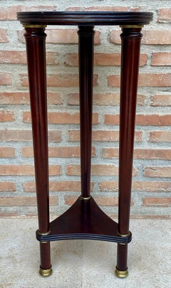 French Style Round Wood Pedestal Table or Plant Stand, 1950s