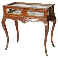 French Style Satinwood Lift-Top Display Vitrine with Bronze Mounts 20th C
