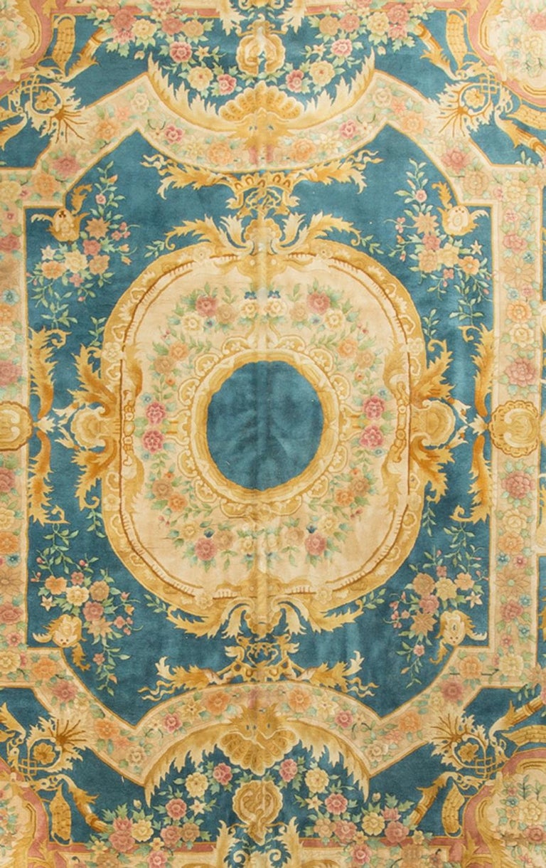 Vintage French Style Savonnerie Rug Carpet For Sale at 1stdibs