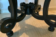 French Style Scroll Base Round Wood Coffee Center Table