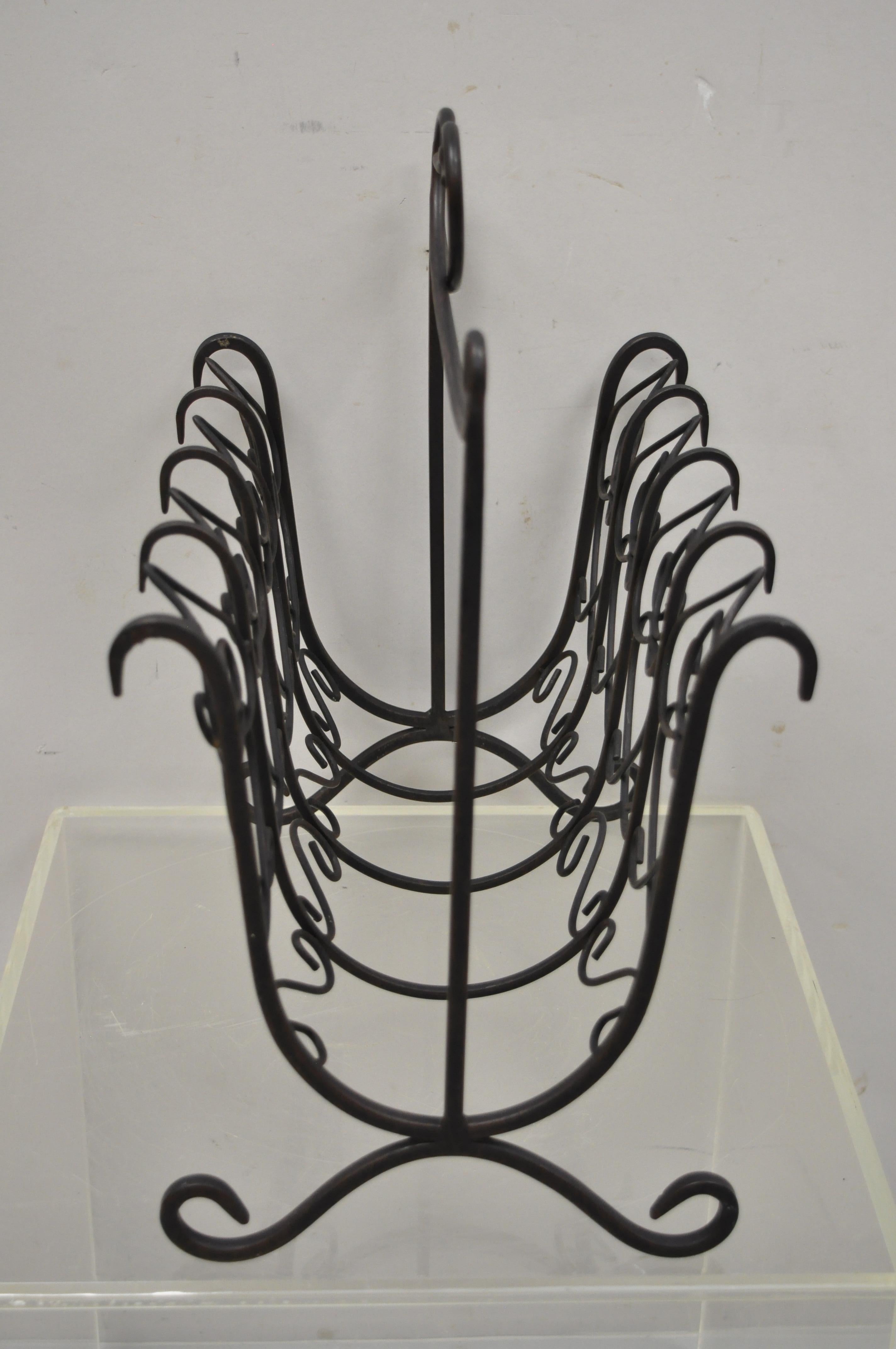 French Style Scrolling Wrought Iron Magazine Rack Stand with Heart For Sale 5