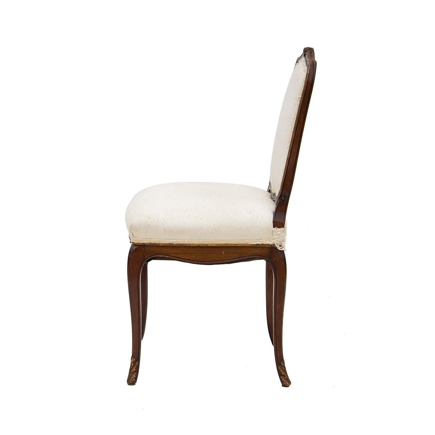 French Provincial French Style Side Chair with Carved Frame