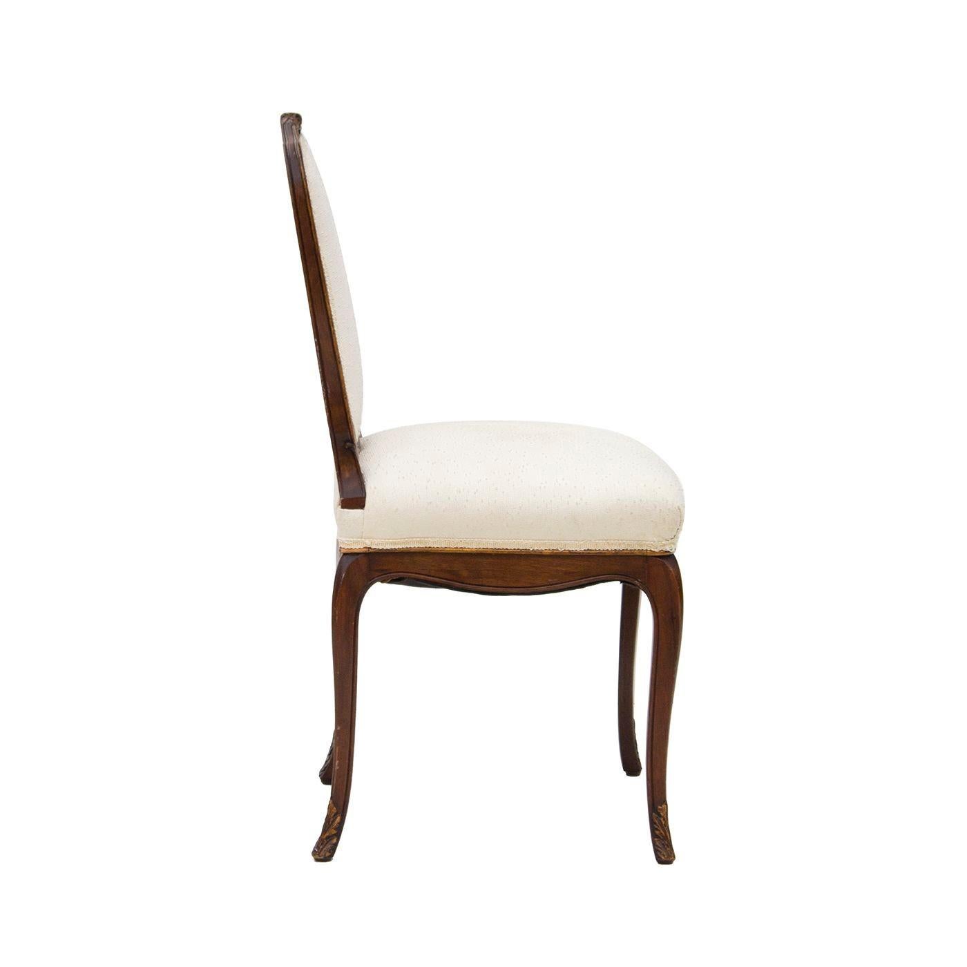 Mid-20th Century French Style Side Chair with Carved Frame For Sale