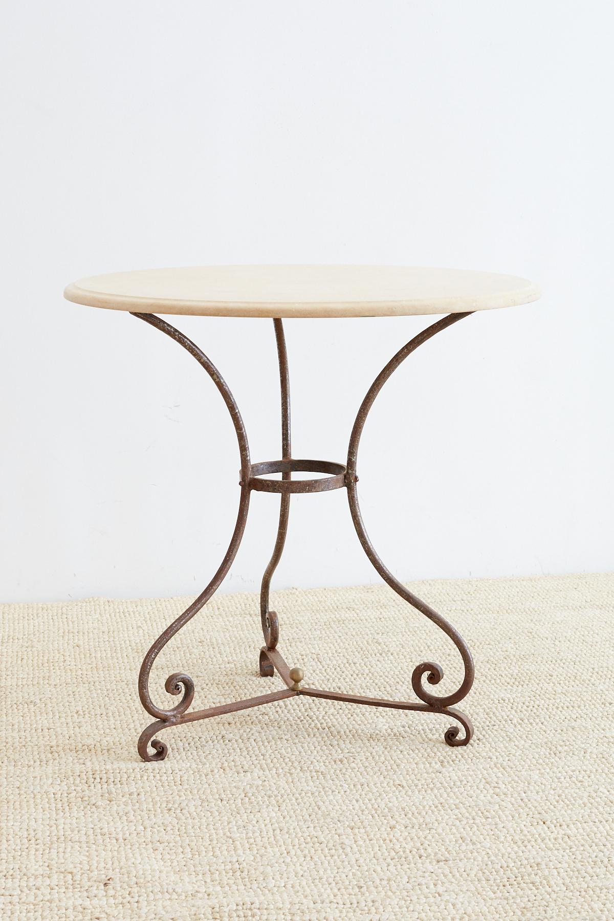 Hand-Crafted French Style Stone Top Bistro or Cafe Table