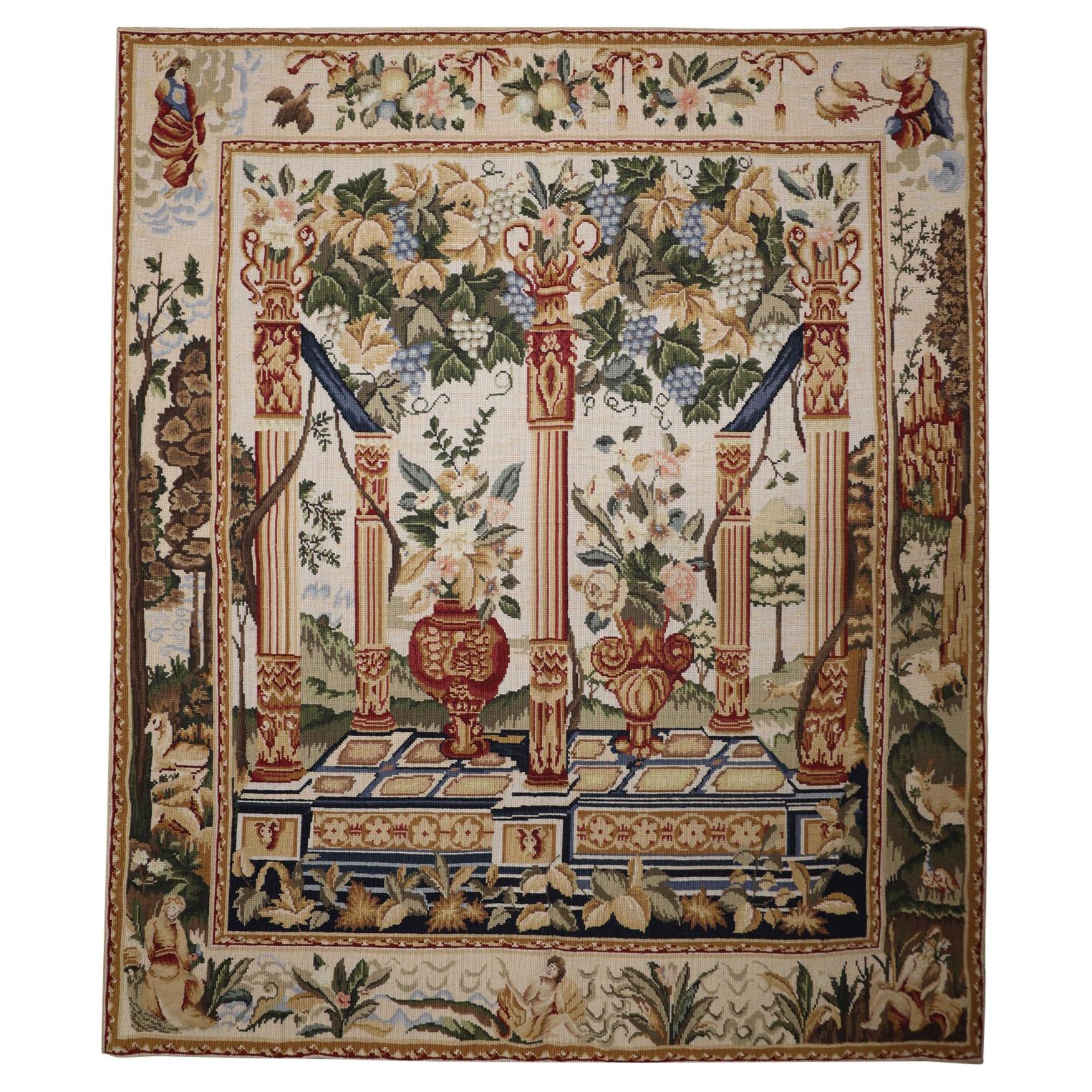 Tapis en textile de laine de style français à motifs décoratifs muraux en tapisserie en vente
