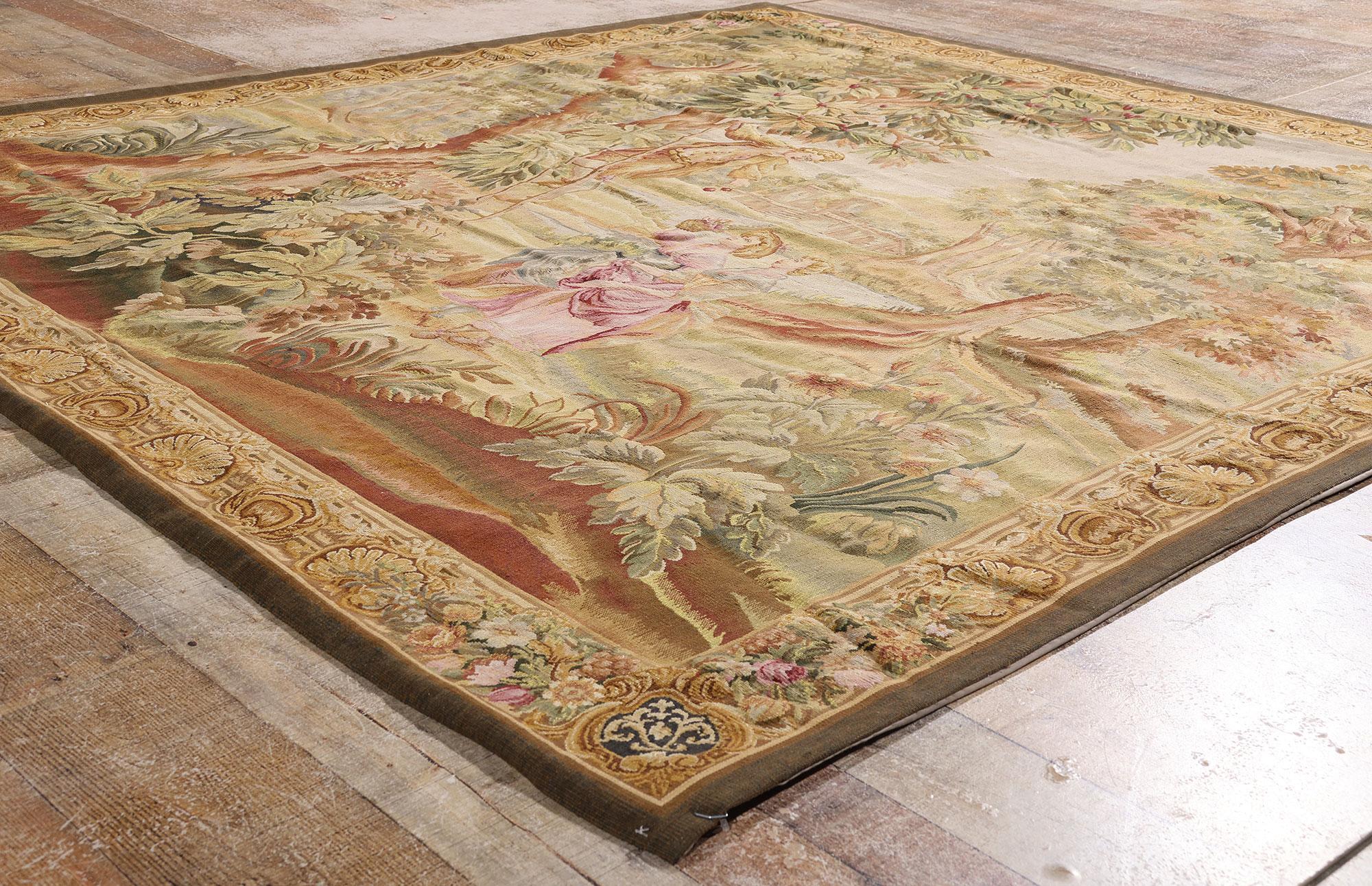 Aubusson The Cherry Harvest: A Louis XIV Style Tapestry of Rococo Romance For Sale