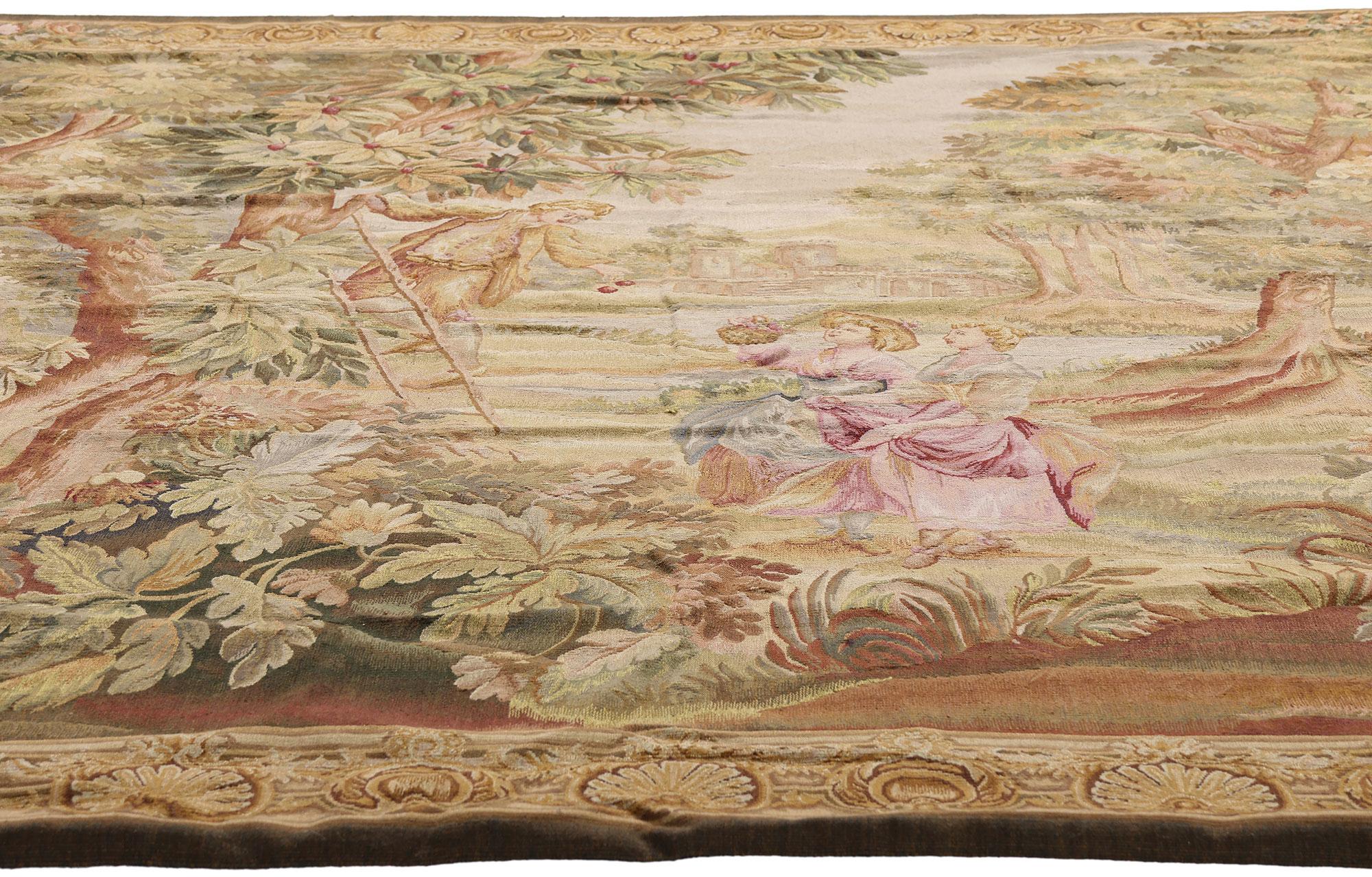 Chinese The Cherry Harvest: A Louis XIV Style Tapestry of Rococo Romance For Sale