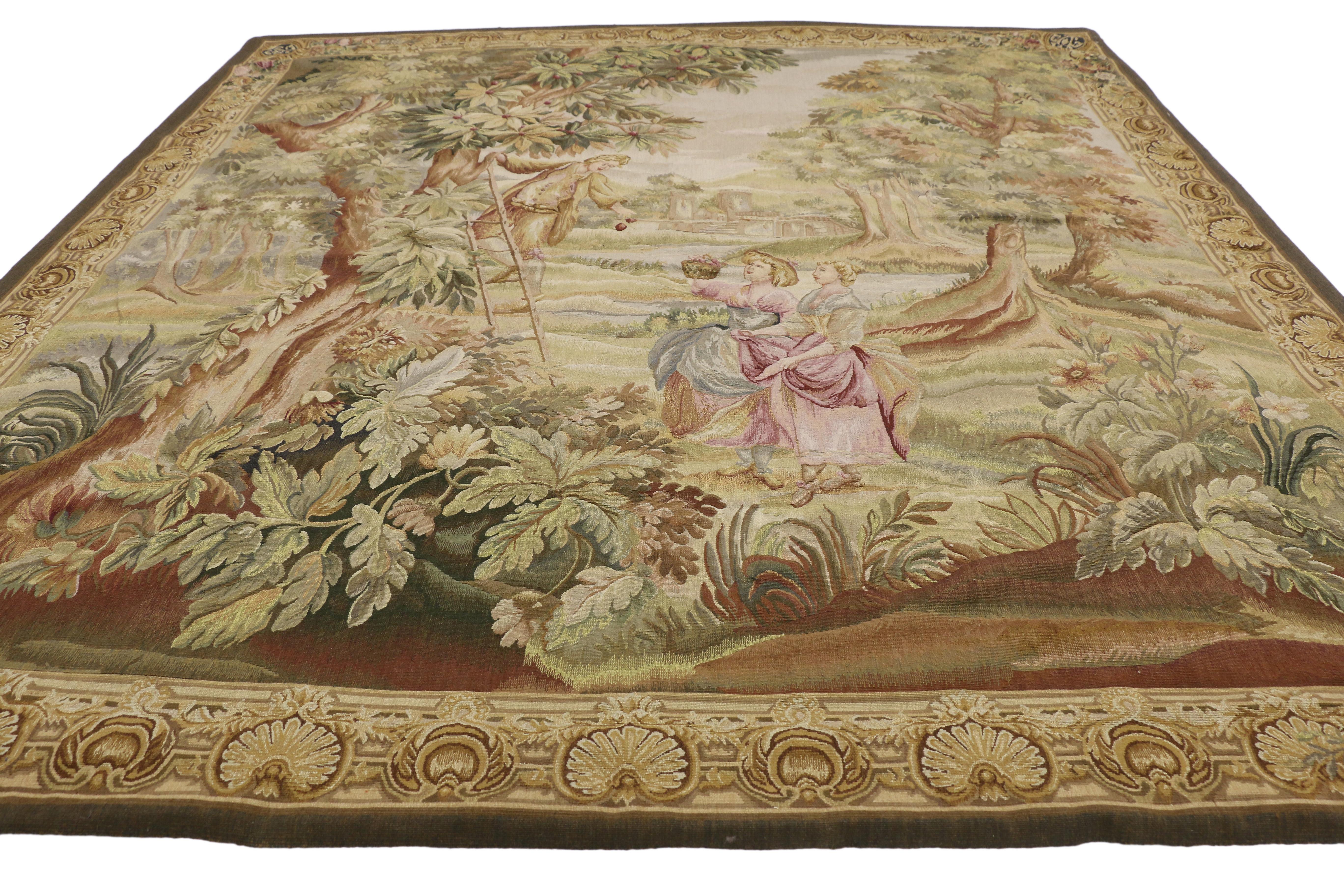 Aubusson French Style Tapestry Inspired by 'La Cueillette des Cerises', Francois Boucher For Sale