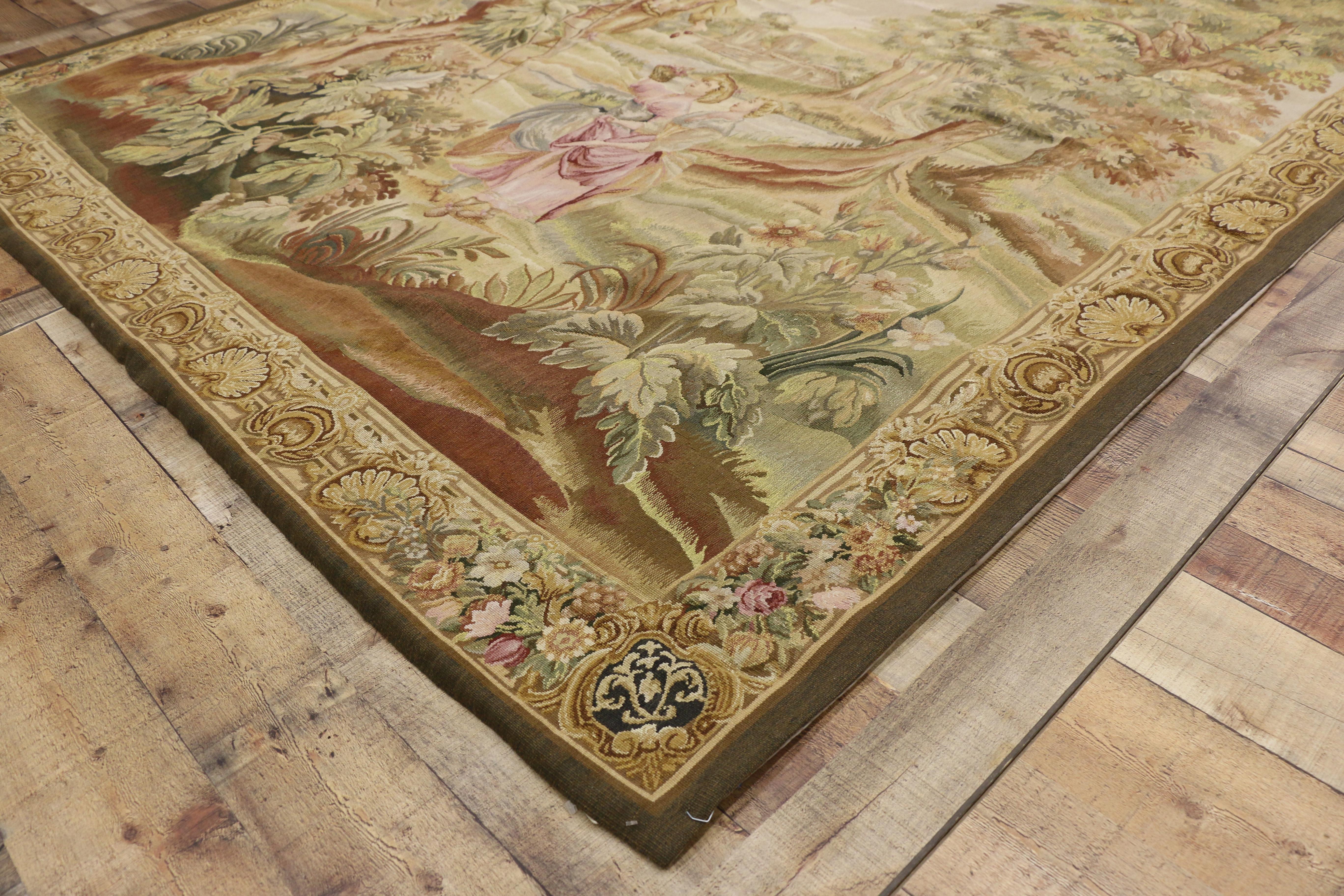 French Style Tapestry Inspired by 'La Cueillette des Cerises', Francois Boucher In New Condition For Sale In Dallas, TX
