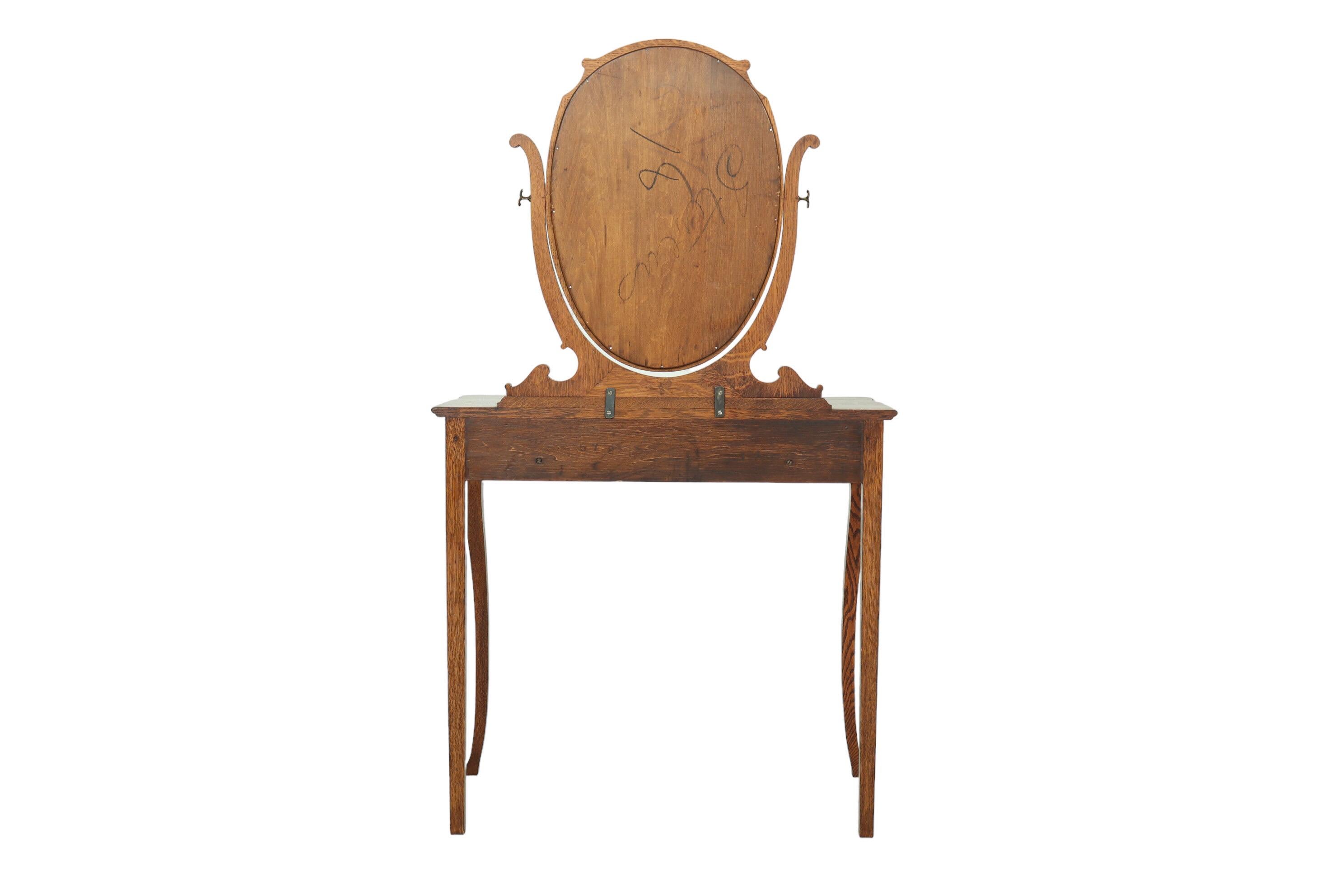 French Style Tiger Oak Vanity Table 4
