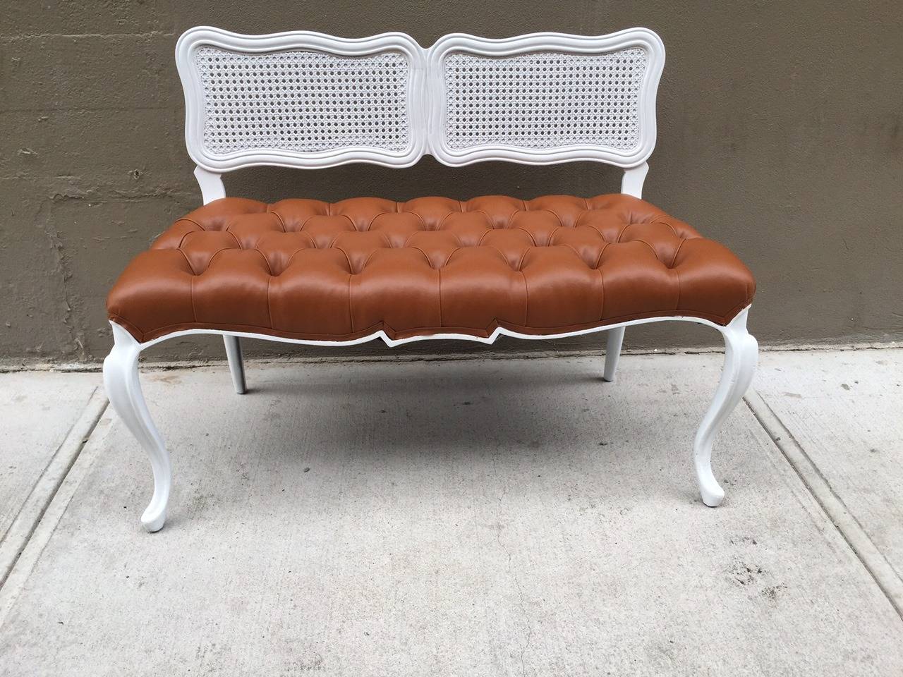 Mid-Century Modern French Style Tufted Bench For Sale