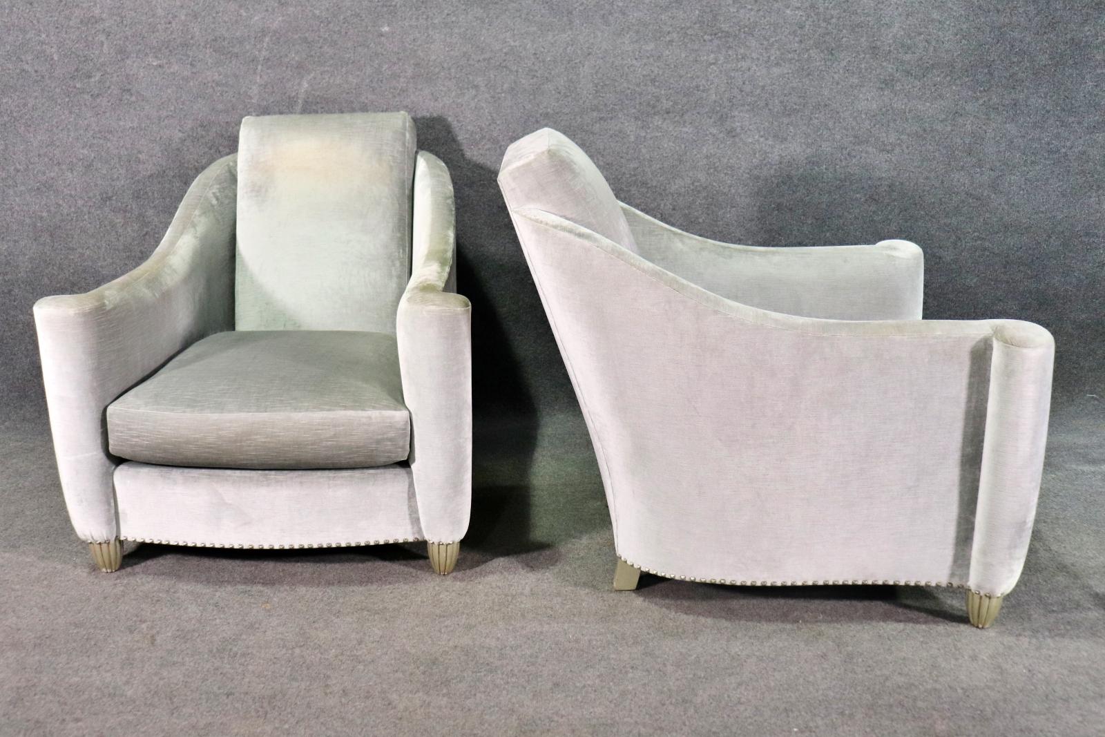 French Style Velvet Armchairs For Sale