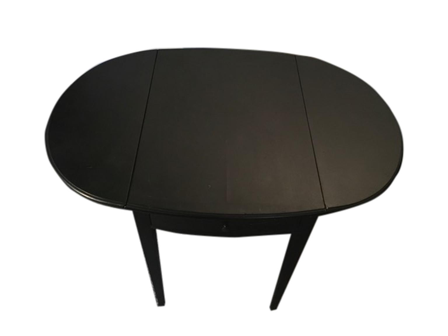 Italy Walnut Drop-Leaf Table Black Lacquered Contemporary Production In Stock 6