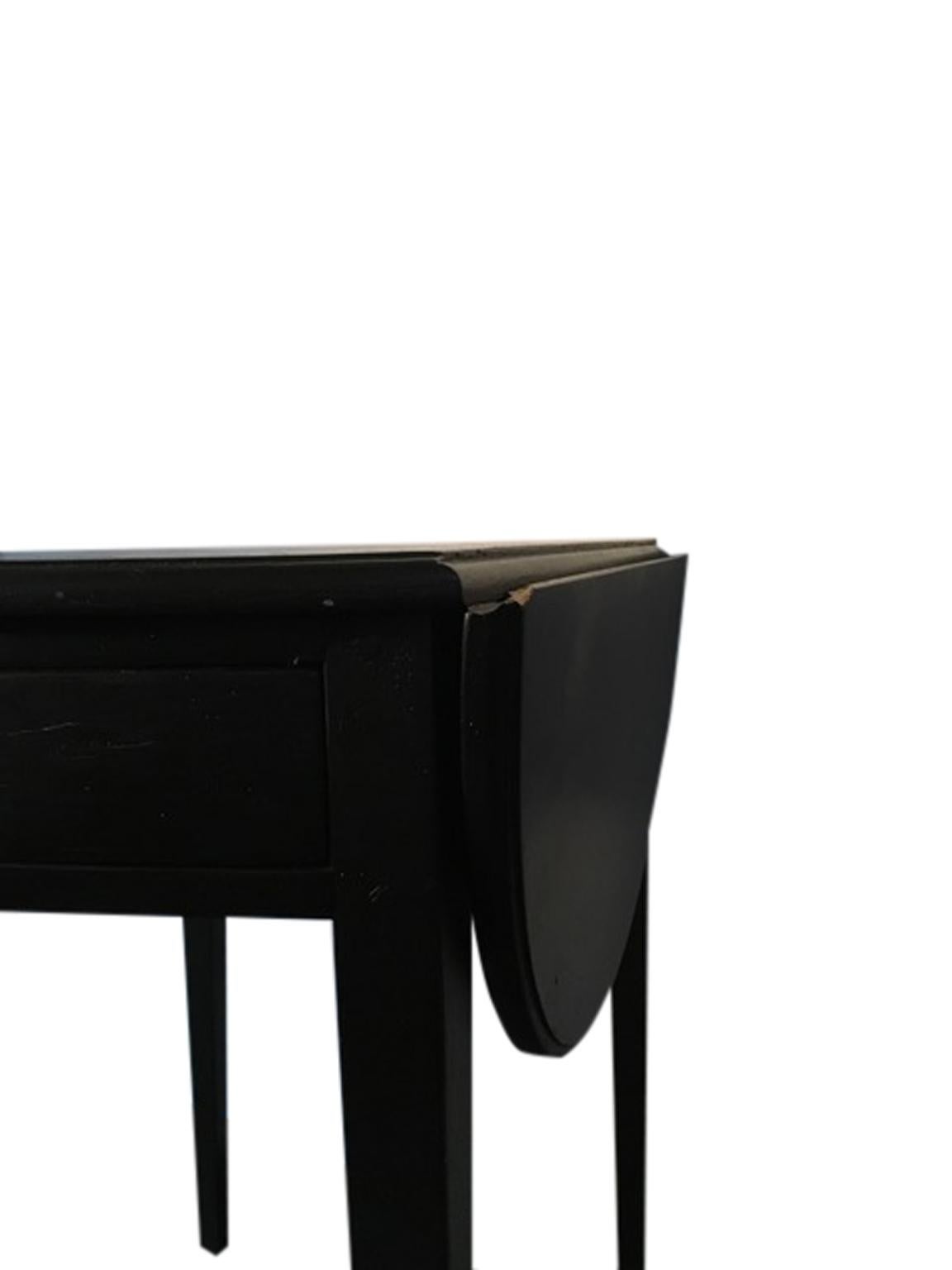 Italy Walnut Drop-Leaf Table Black Lacquered Contemporary Production In Stock 7