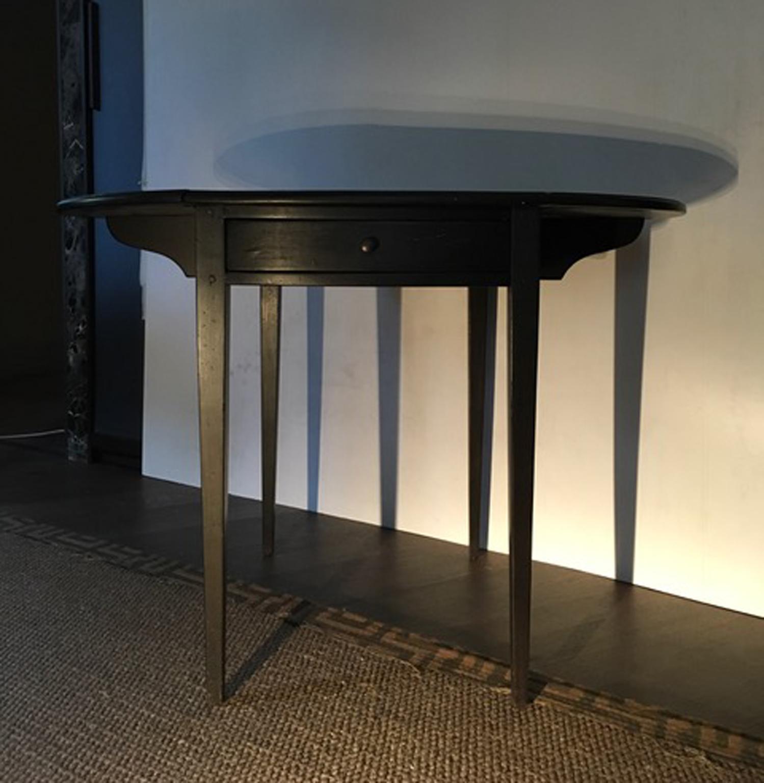 Italy Walnut Drop-Leaf Table Black Lacquered Contemporary Production In Stock 9