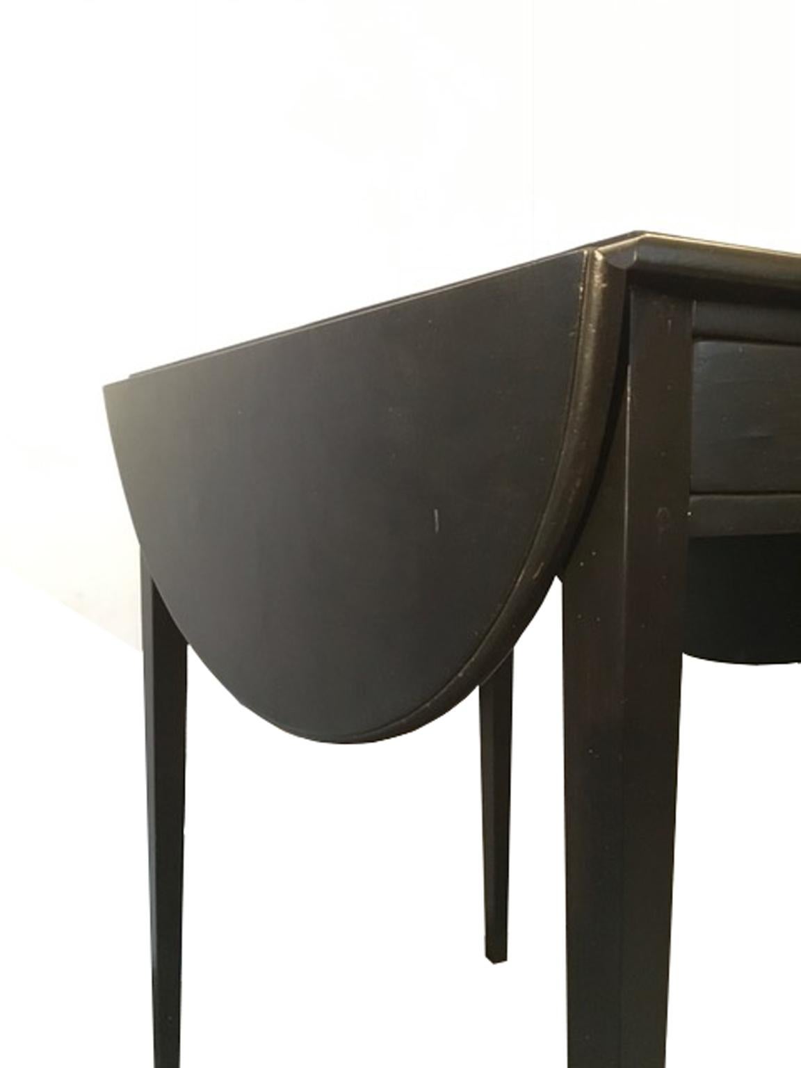 Italy Walnut Drop-Leaf Table Black Lacquered Contemporary Production In Stock 12