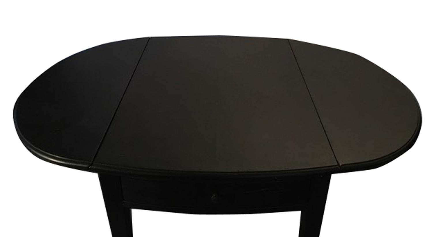 Italian Italy Walnut Drop-Leaf Table Black Lacquered Contemporary Production In Stock