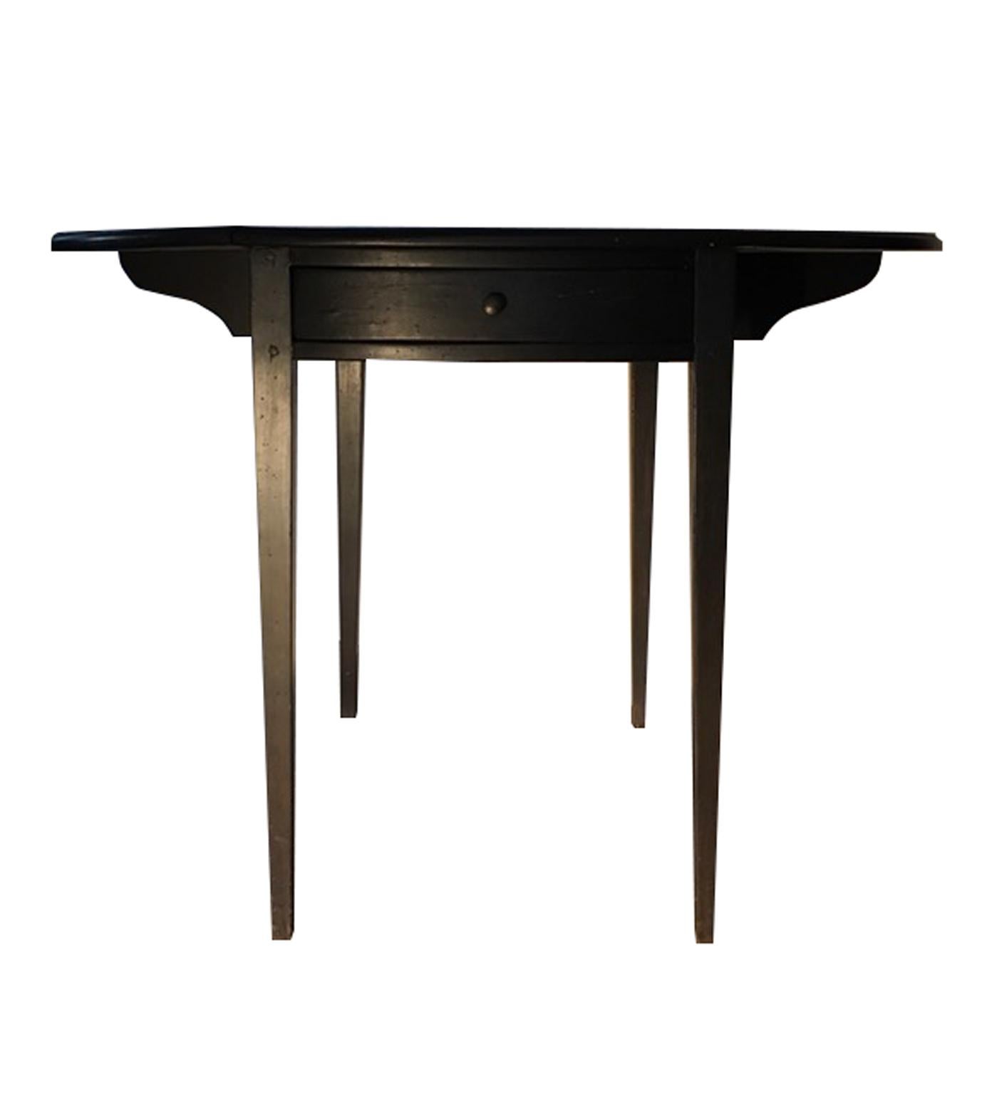 Italy Walnut Drop-Leaf Table Black Lacquered Contemporary Production In Stock 1
