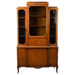 Vintage French Style Walnut Secretary with Inlay Decorations