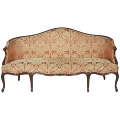 French Style Walnut Serpentine Sofa