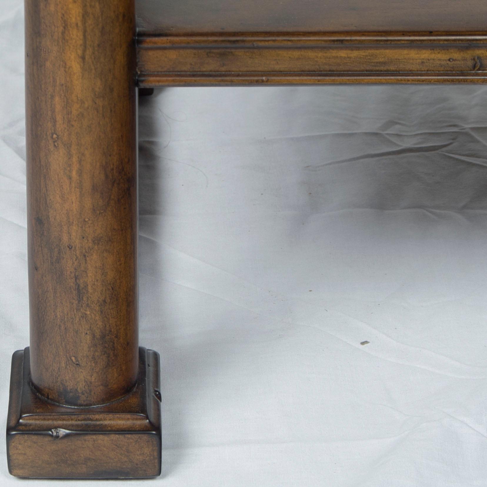 French Style Walnut Side Table with Pull Out Slide In New Condition For Sale In Atlanta, GA