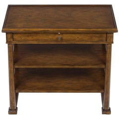 French Style Walnut Side Table with Pull Out Slide