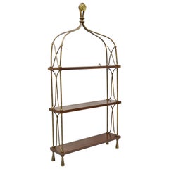 French Style Wrought Iron and Wood Shelf Wall Mount Shelf Curio Display Cabinet
