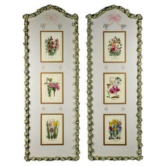 Paneles Botánicos Florales Estilo Francés Enmarcados en Hierro Forjado Pintados a Mano -S/2