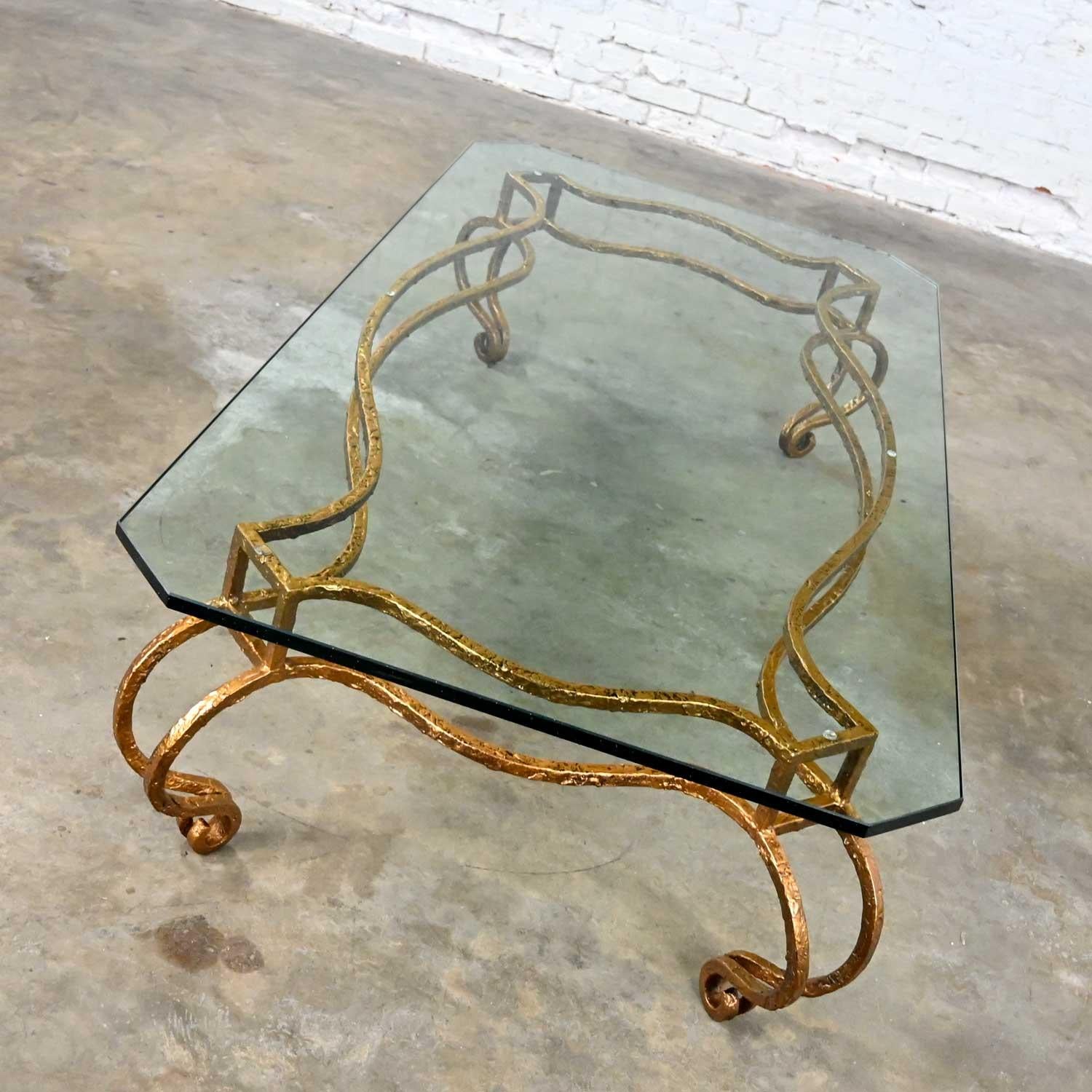 French Style Wrought Iron & Glass Large Coffee Table Style of Maison Ramsay 5