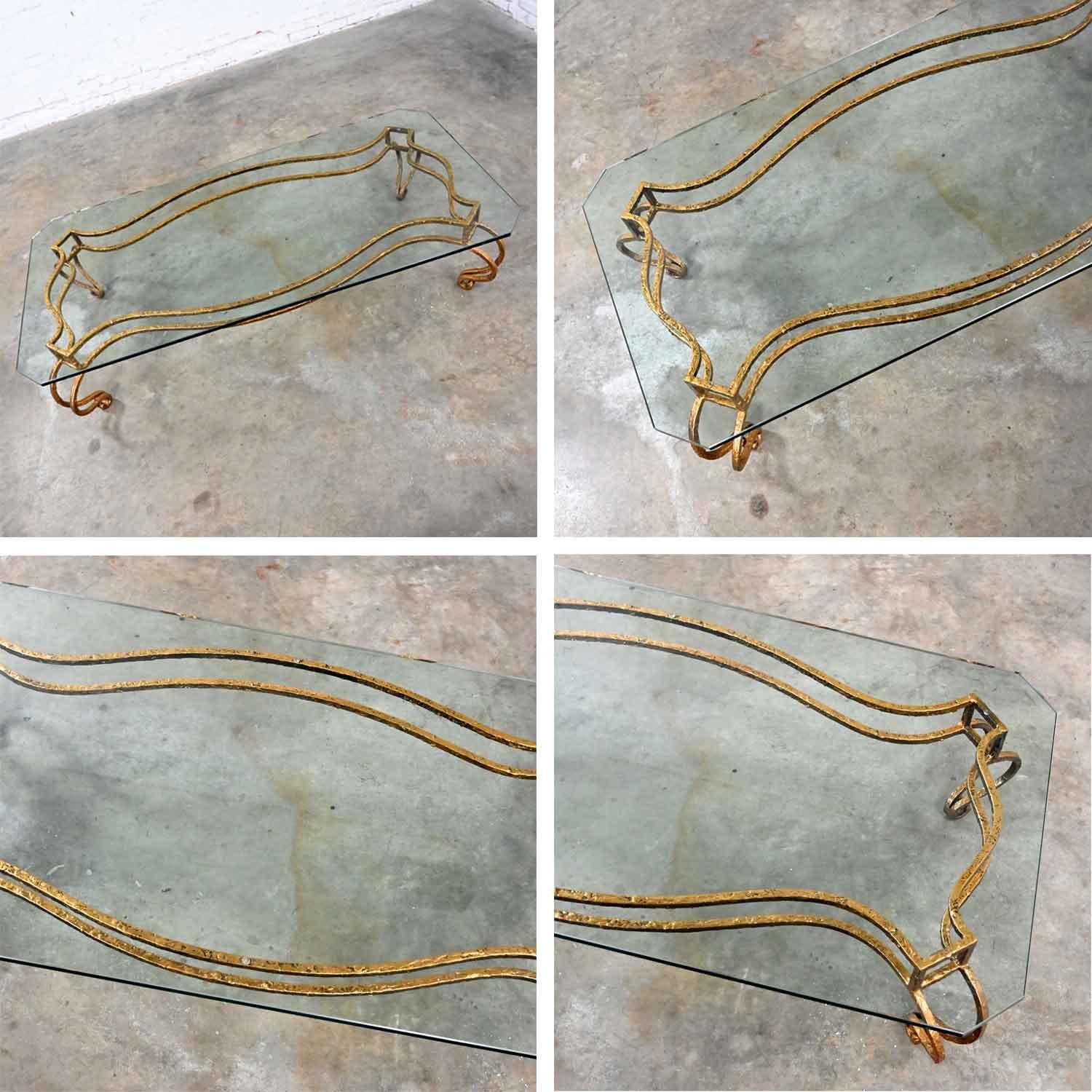 French Style Wrought Iron & Glass Large Coffee Table Style of Maison Ramsay 8